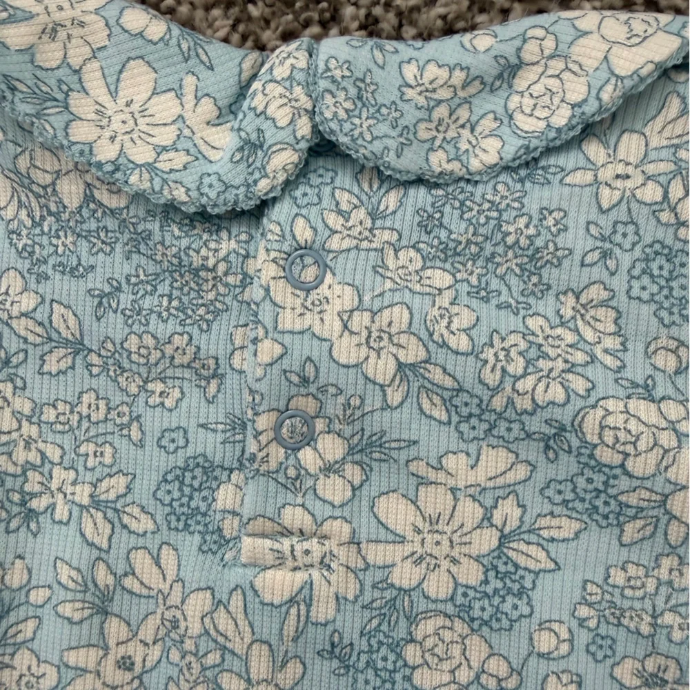 NWT Angel Dear Smocked Peter Pan Footie Blue Meadow Floral 6-9M - Picture 8 of 8